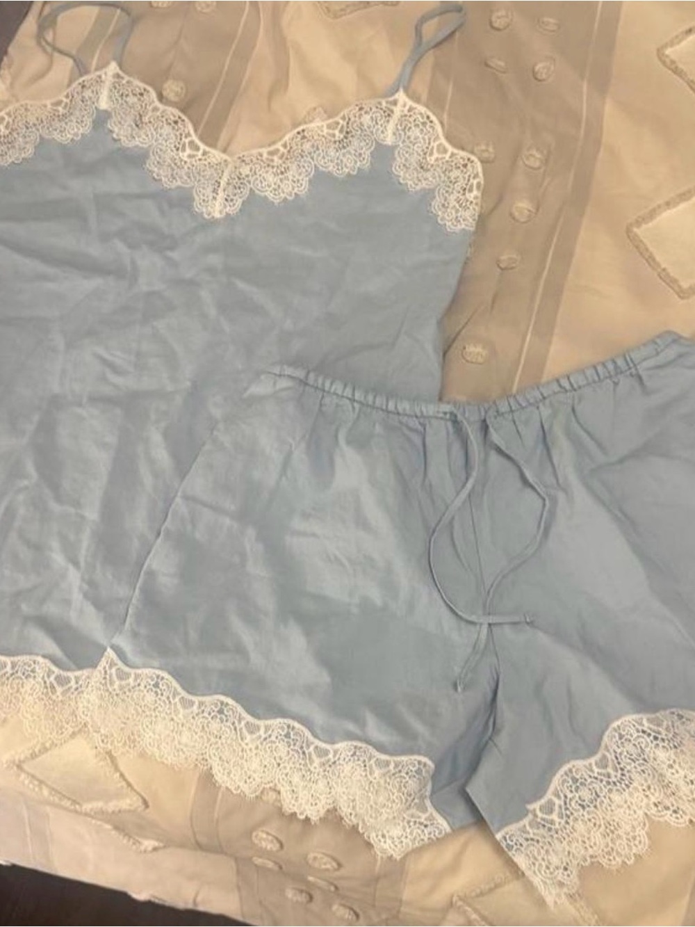 GAP Light Blue Camisole and Lace-Trim Short Sleep Set